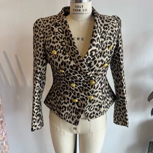 Leopard Print Double-Breasted Women's Jacket